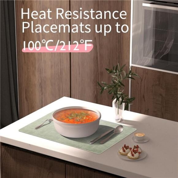 Faux Leather Placemats Set of 6 - Waterproof - Wipe Clean - Heat Resistant - Picture 3 of 7